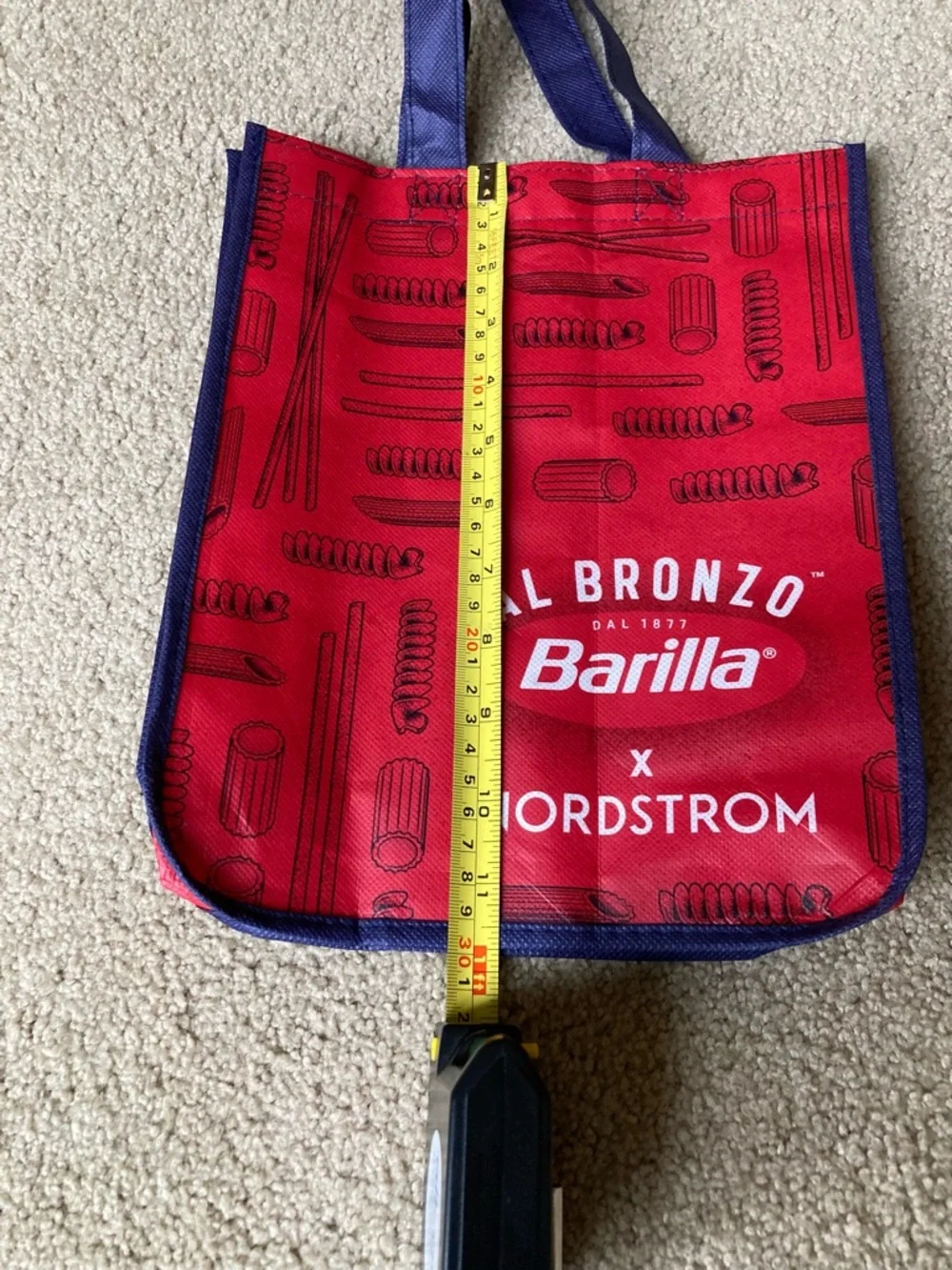 Nordstrom Barilla x Al Bronzo branded Reusable Tote 9.5”x12” - Red & Navy